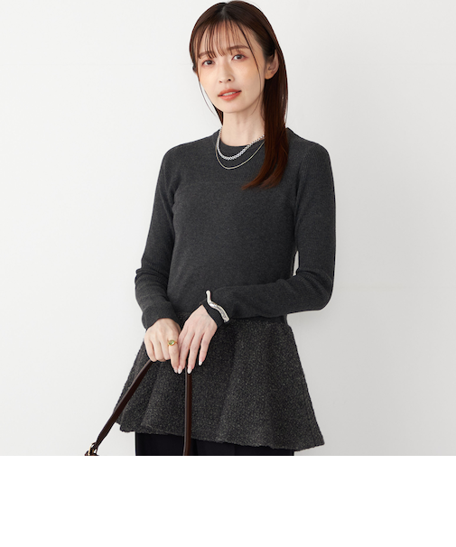 SHIPS Colors:〈手洗い可能〉ブークレ コンビ ペプラム ニット◇