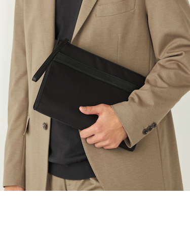 SHIPS Colors:レザーコンビ クラッチバッグ