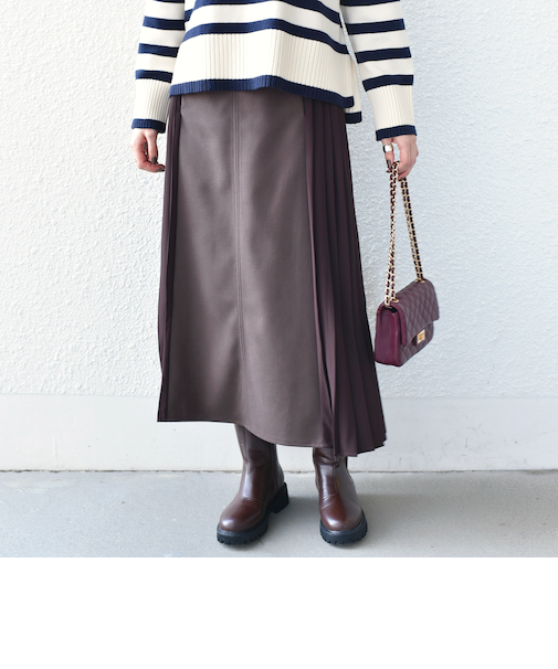 SHIPS Colors:〈手洗い可能〉プリーツ コンビ スカート