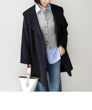 SHIPS Colors:リバー ワイドカラー コート