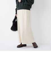 SHIPS Colors:〈手洗い可能〉ポリエステル ベロア プリーツ タイトスカート