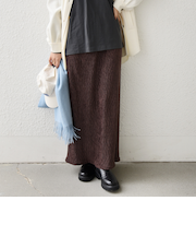 SHIPS Colors:〈手洗い可能〉ポリエステル ベロア プリーツ タイトスカート