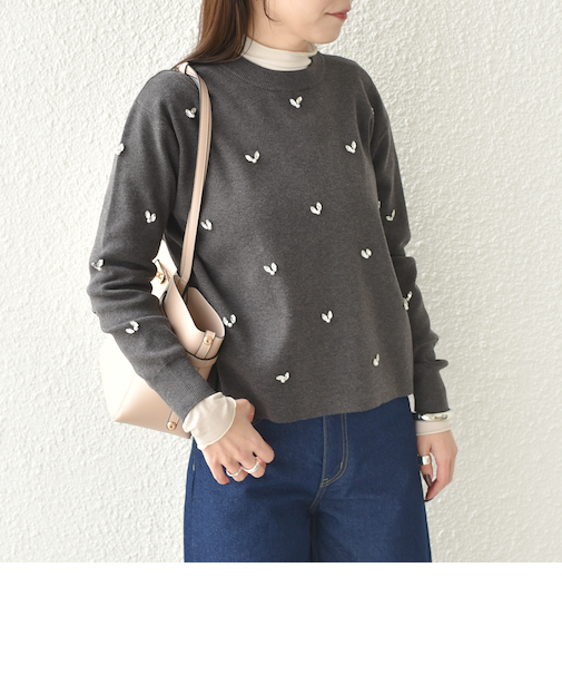 SHIPS Colors:〈手洗い可能〉ビジュー クルーネック プルオーバー◇