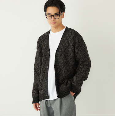 SHIPS Colors:〈手洗い可能〉ジャカード モール カーディガン