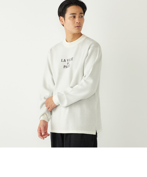 SHIPS Colors:〈洗濯機可能〉クリーミー ロゴ クルーネック ニット