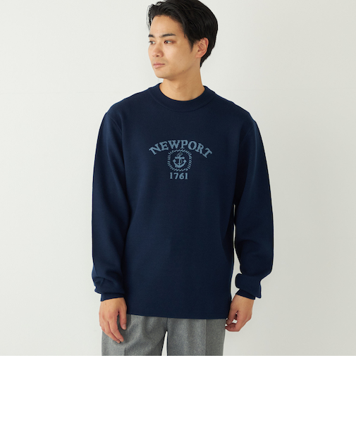 SHIPS Colors:〈洗濯機可能〉クリーミー ロゴ クルーネック ニット