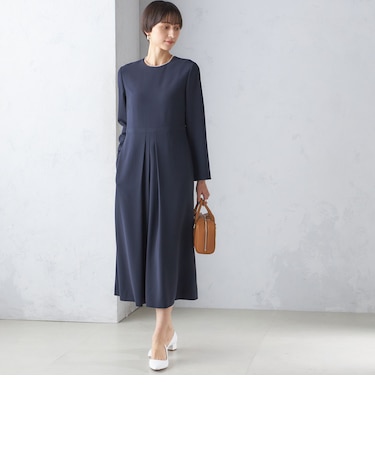 〈手洗い可能〉トリアセテート混 フロント タック ワンピース（セットアップ対応）