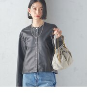 SHEEP レザー ノーカラー ブルゾン