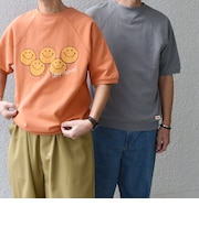 【SHIPS any別注】athletic wear MASON: スマイルマーク/刺繍 スウェット Tシャツ◇