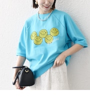 【SHIPS any別注】athletic wear MASON: スマイルマーク/刺繍 スウェット Tシャツ◇