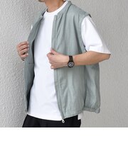 SHIPS any:〈洗濯機可能〉NOVELTEX リネン ジップ ベスト(セットアップ対応)◇