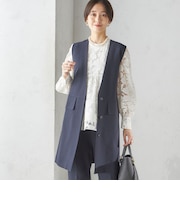 〈手洗い可能〉トリアセテート混 ロング ジレ（セットアップ対応可）