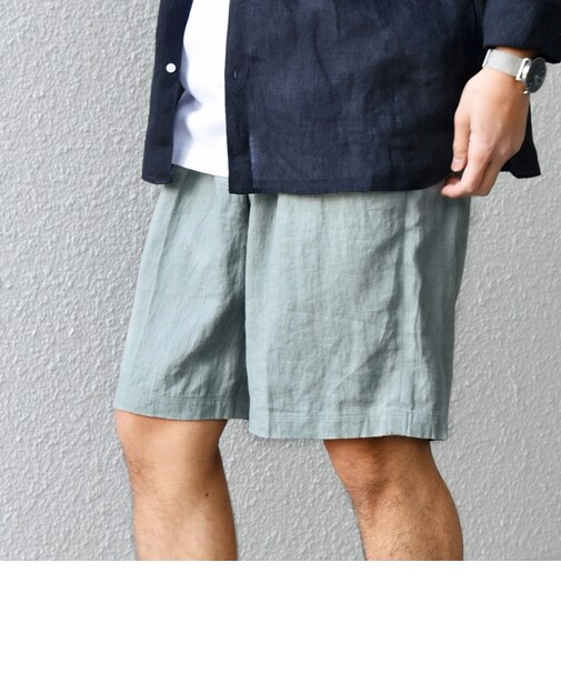 SHIPS any:〈洗濯機可能〉NOVELTEX リネン イージー ショーツ(セットアップ対応)◇