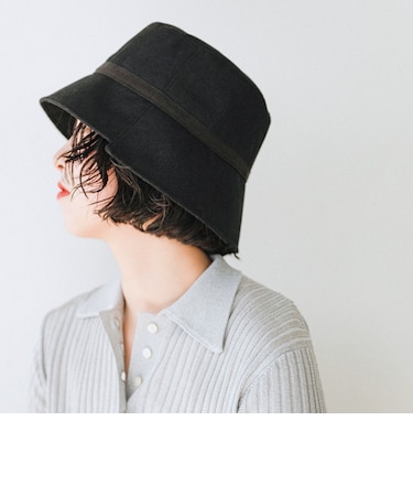 quaranciel :〈手洗い可能〉リネン ライク リボン バケット ハット