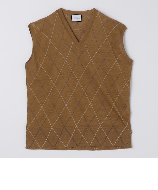 【SHIPS別注】PERUGINO: リネン インターシャ ベスト