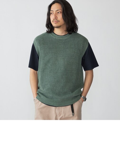 SHIPS: サンフェード リネン ニット ベスト