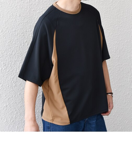 SHIPS any:〈洗濯機可能〉リブ パネル スポーティー ジャージー Tシャツ◇