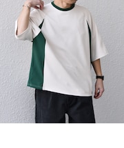 SHIPS any:〈洗濯機可能〉リブ パネル スポーティー ジャージー Tシャツ◇