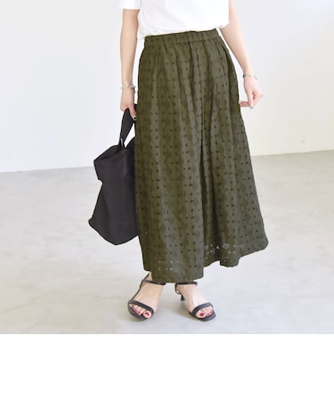 quaranciel:〈手洗い可能〉フラワー レース ランダム タック スカート