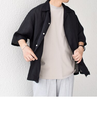 SHIPS any: ピュアリネン キャンプポケット ハーフスリーブ オープン シャツ◇