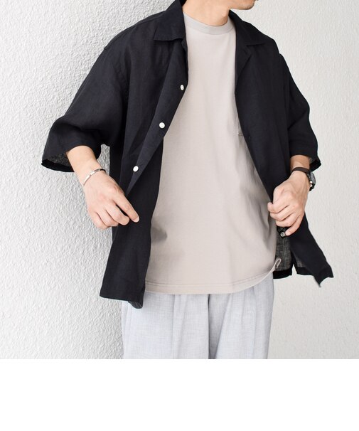 SHIPS any: ピュアリネン キャンプポケット ハーフスリーブ オープン シャツ◇