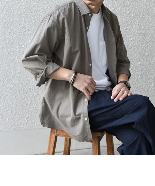 SHIPS any:〈洗濯機可能〉コットン/リネン ７分袖 レギュラー シャツ 25SS◇