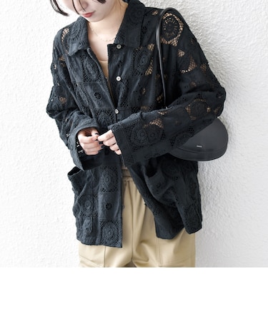 SHIPS any:〈手洗い可能〉パッチワーク レース ジャケット シャツ