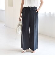 quaranciel: フラップ デザイン センター シーム セミ ワイド パンツ（セットアップ対応）