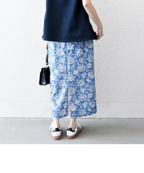 SHIPS any:〈洗濯機可能〉Les Olivades ボタニカル プリント Iライン イージー スカート