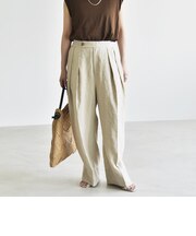 quaranciel:〈洗濯機可能〉ヨーロピアンフラックス リネン タック ワイド パンツ