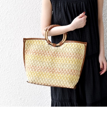 SHIPS any: マルチボーダー クロシェ ペーパー トート バッグ