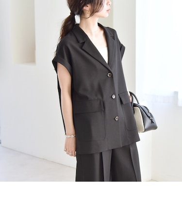 quaranciel: ウーステッド フレンチスリーブ テーラード ジレ ジャケット