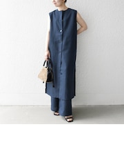 SHIPS any:〈洗濯機可能〉リネンライク ジレ ワンピース × イージー パンツ セットアップ