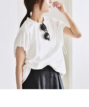 quaranciel:〈接触冷感/汗染み防止加工/洗濯機可能〉ドロスト ギャザー チュニック TEE