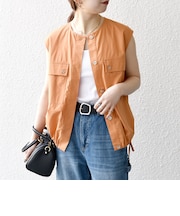 SHIPS any:〈洗濯機可能〉ポプリン フレンチスリーブ ポケット ドロスト シャツ