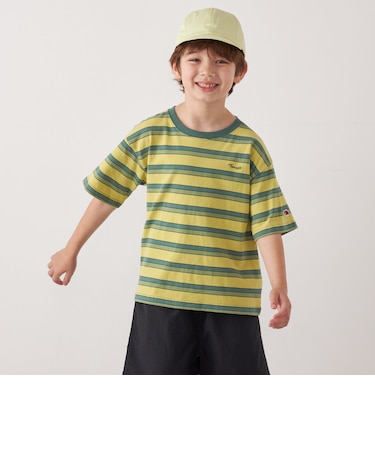 FRUIT OF THE LOOM: 刺繍 ロゴ カラー ボーダー Tシャツ<KIDS>