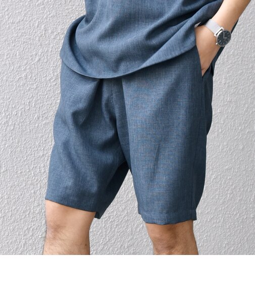 SHIPS any:〈洗濯機可能〉リネンライク イージー ショーツ (セットアップ対応)◇