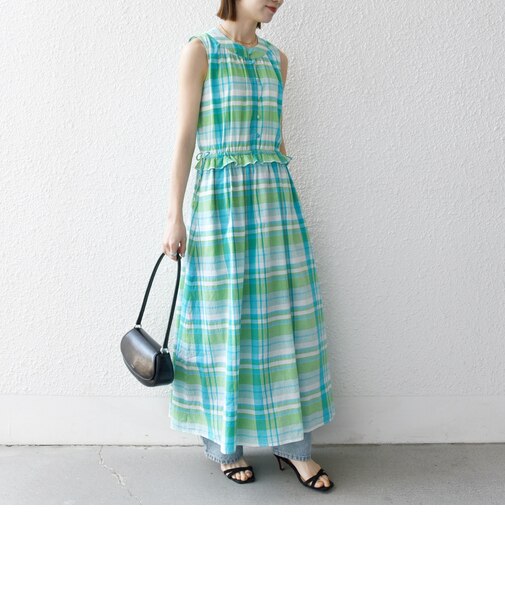 SHIPS any:〈洗濯機可能〉マドラス チェック ノースリーブ ワンピース