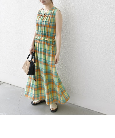 SHIPS any:〈洗濯機可能〉マドラス チェック ノースリーブ ワンピース