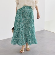 quaranciel:〈洗濯機可能〉フラワー プリント マーメイド ロング スカート