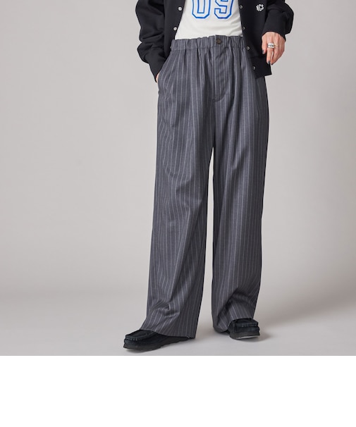 SHIPS NINE CASE:〈手洗い可能〉ストライプ イージー パンツ