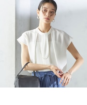 〈手洗い可能〉タック タイ フレンチ スリーブ ブラウス