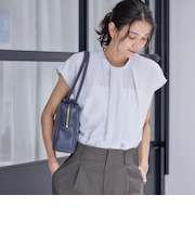 〈手洗い可能〉タック タイ フレンチ スリーブ ブラウス