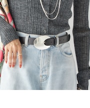 LEFIJE: ラウンド ビッグ バックル ベルト