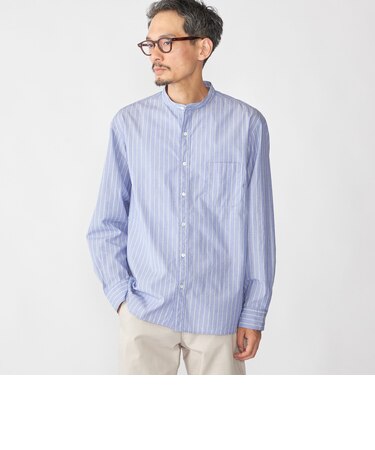 SHIPS: 100S バンドカラー ストライプ シャツ