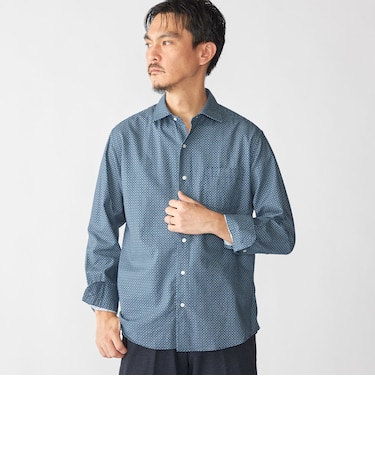 SHIPS: プリント ワイドカラー シャツ