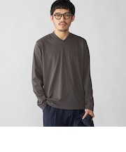 【WEB限定】SHIPS:〈手洗い可能/抗菌/防臭〉シルケット ビズ Vネック ロングスリーブ