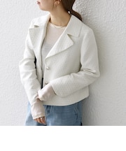 SHIPS any:〈手洗い可能〉フラワー ジャカード ショート テーラード ジャケット