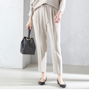 〈接触冷感 / 手洗い可能〉アセテート混 バックサテン テーパード パンツ