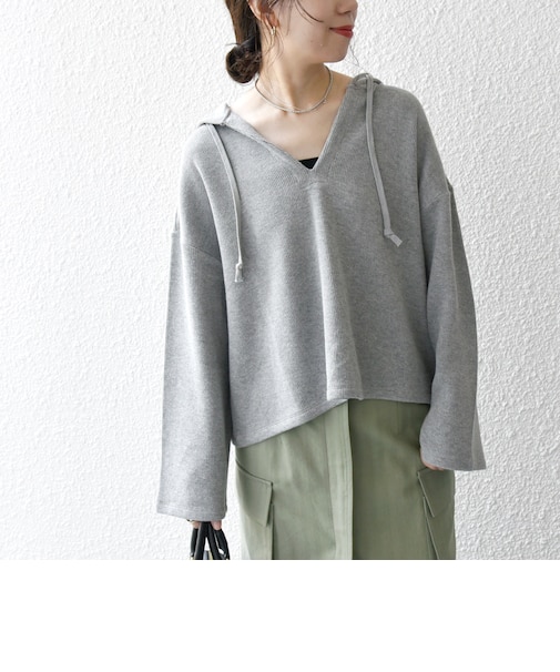 SHIPS any:〈手洗い可能〉サカリバ フード ショート プルオーバー